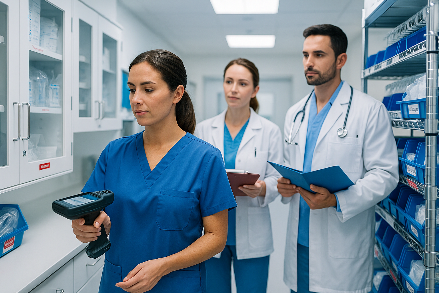 Hospital staff using RFID technology