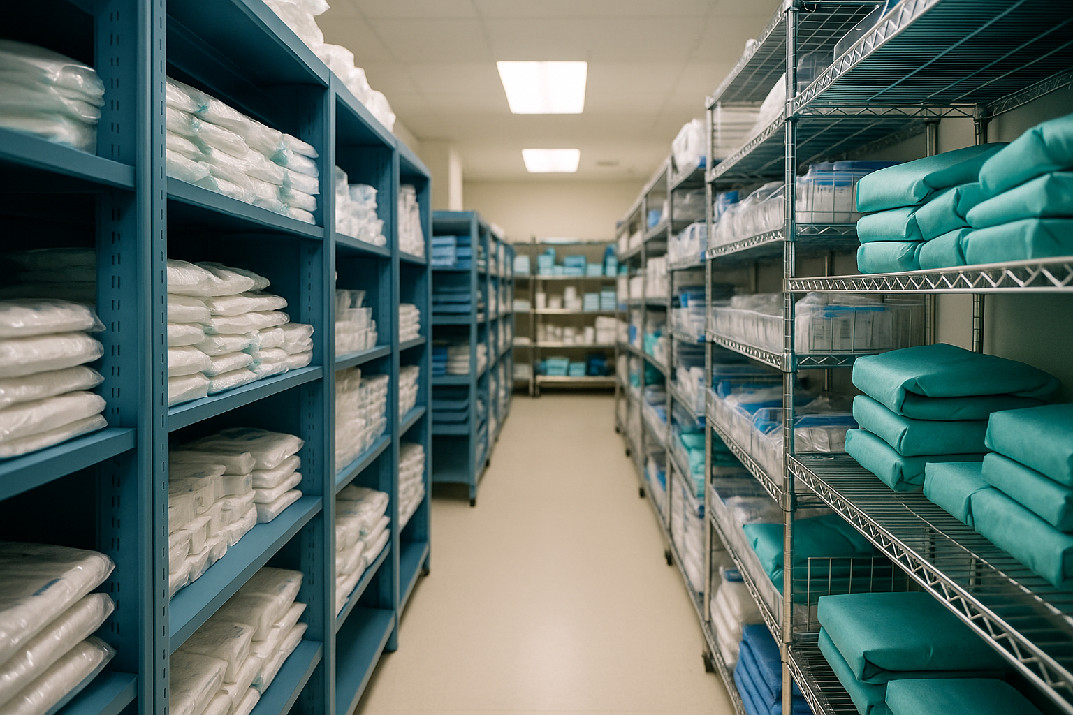 Hospital storage shelves